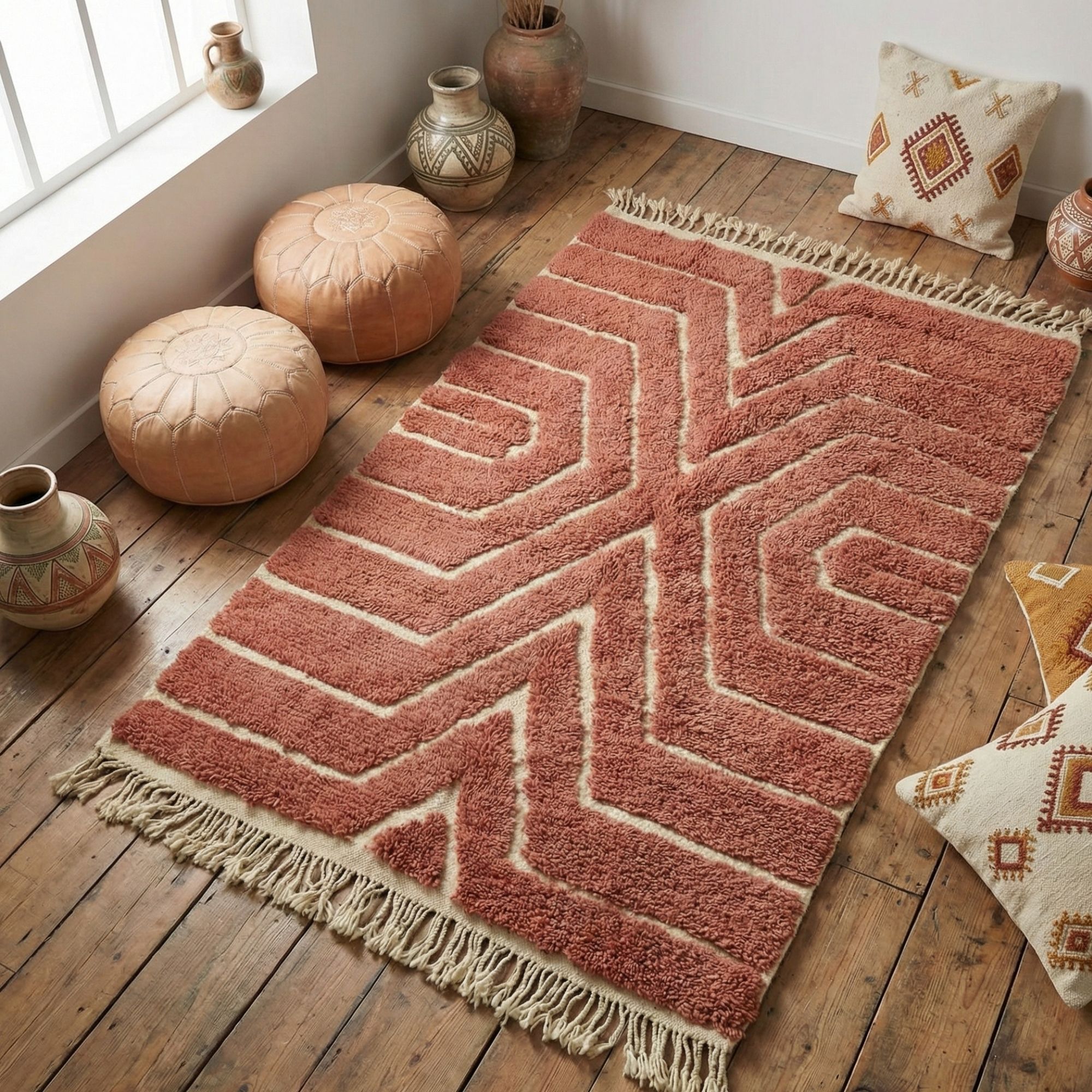 Beni Ourain Moroccan — Vintage Azilal Rug — Hand Knotted Wool